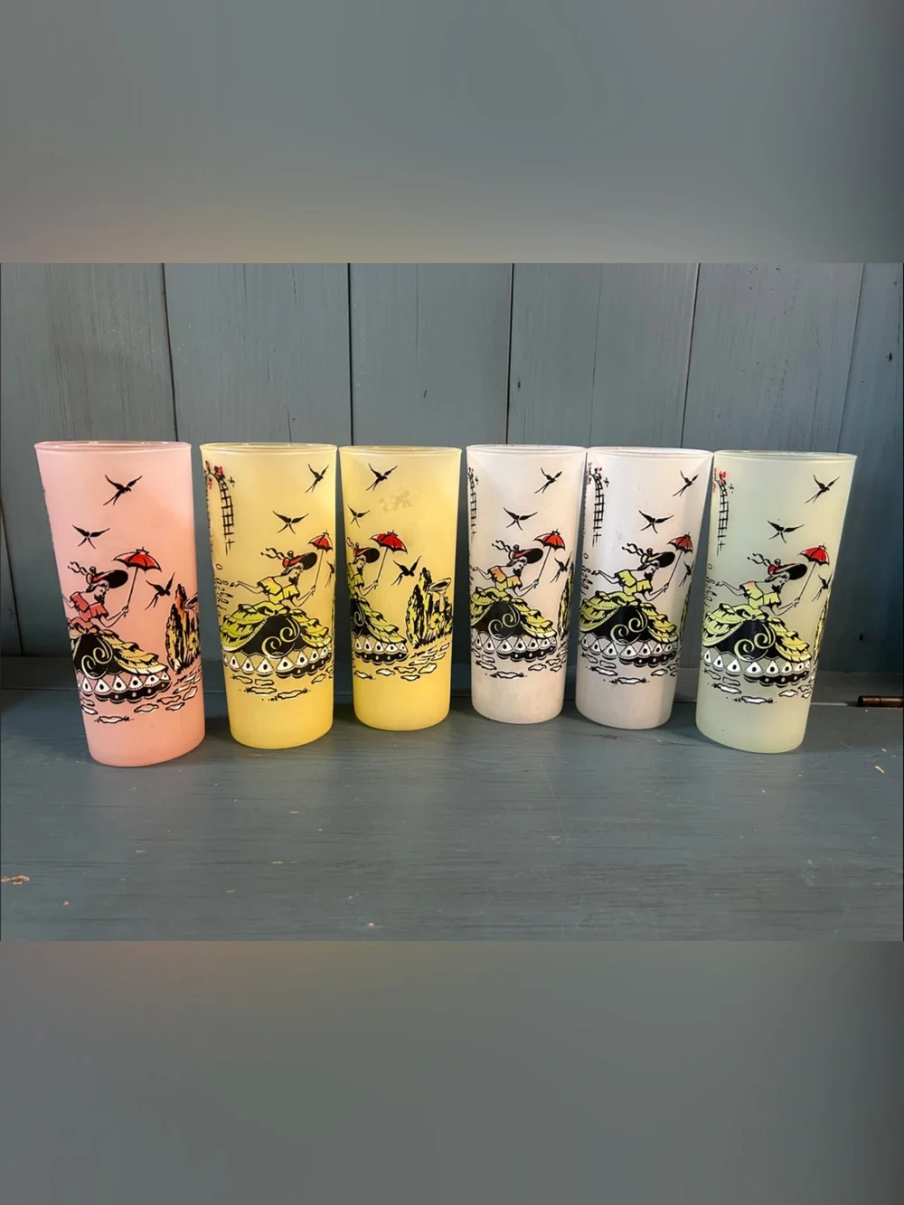 Libbey Pastel Countrygirl Glass Tumbler Set - Pink, Yellow, Cream, Light Green